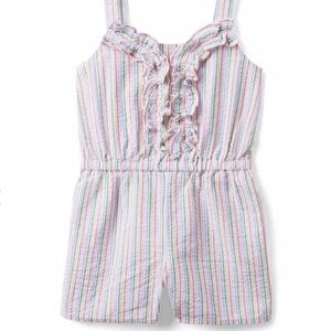 🌈 NWT Janie and Jack Rainbow Striped Seersucker Romper Size 3